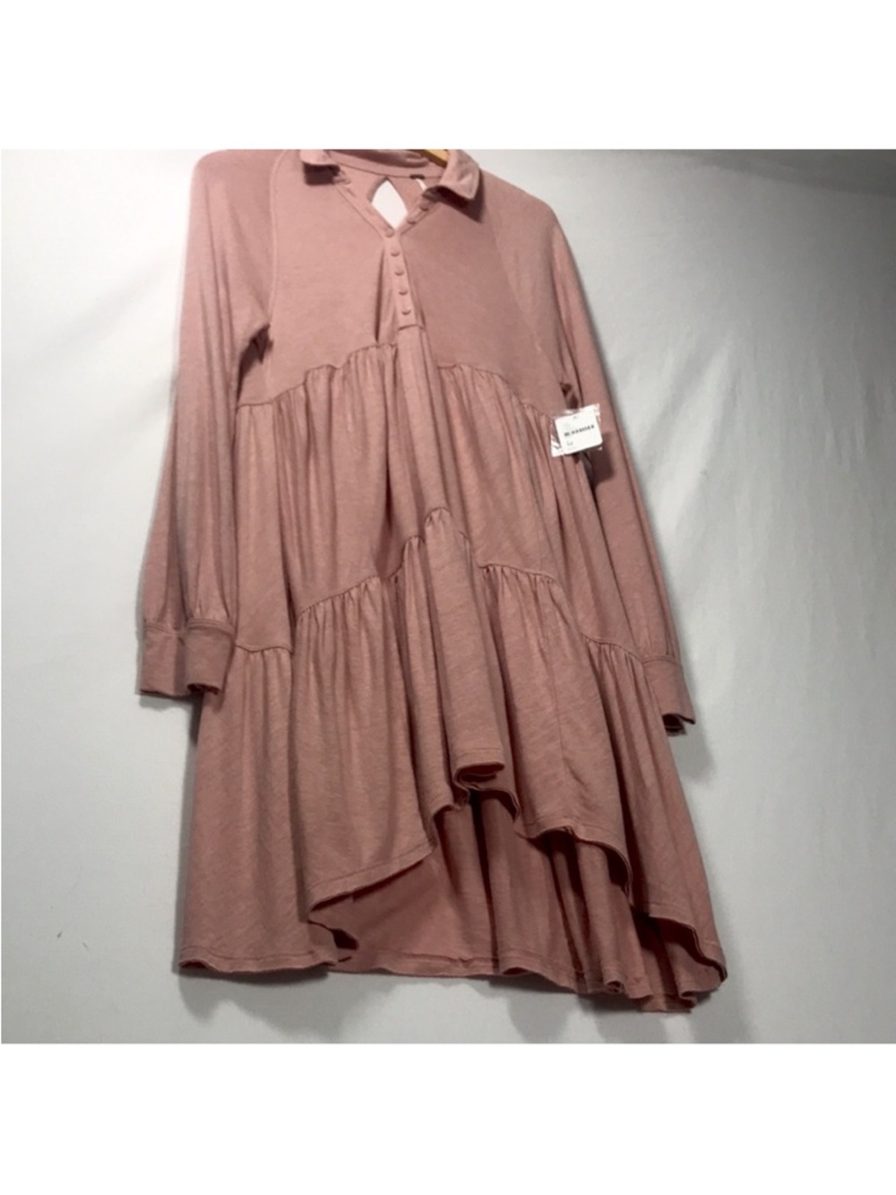 Free People Best Girl Tunic Tiered High Low Ruffles Keyhole Back Dress Medium - Picture 8 of 15